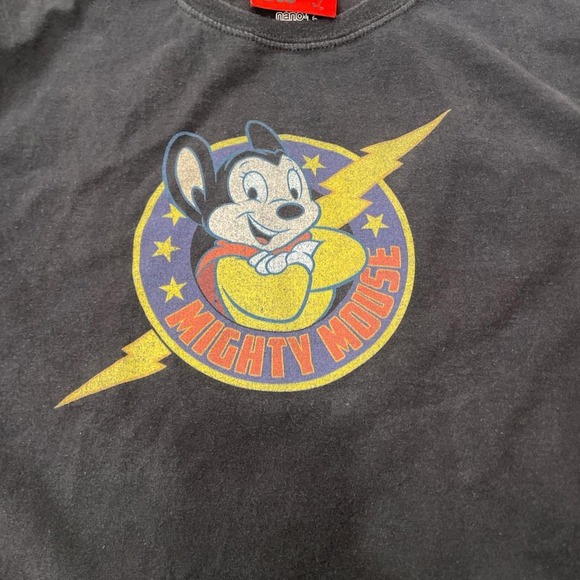 Black‎ Mighty Mouse Graphic tee Size large women's Hanes Tshirt Retro Kidcore - Picture 2 of 7